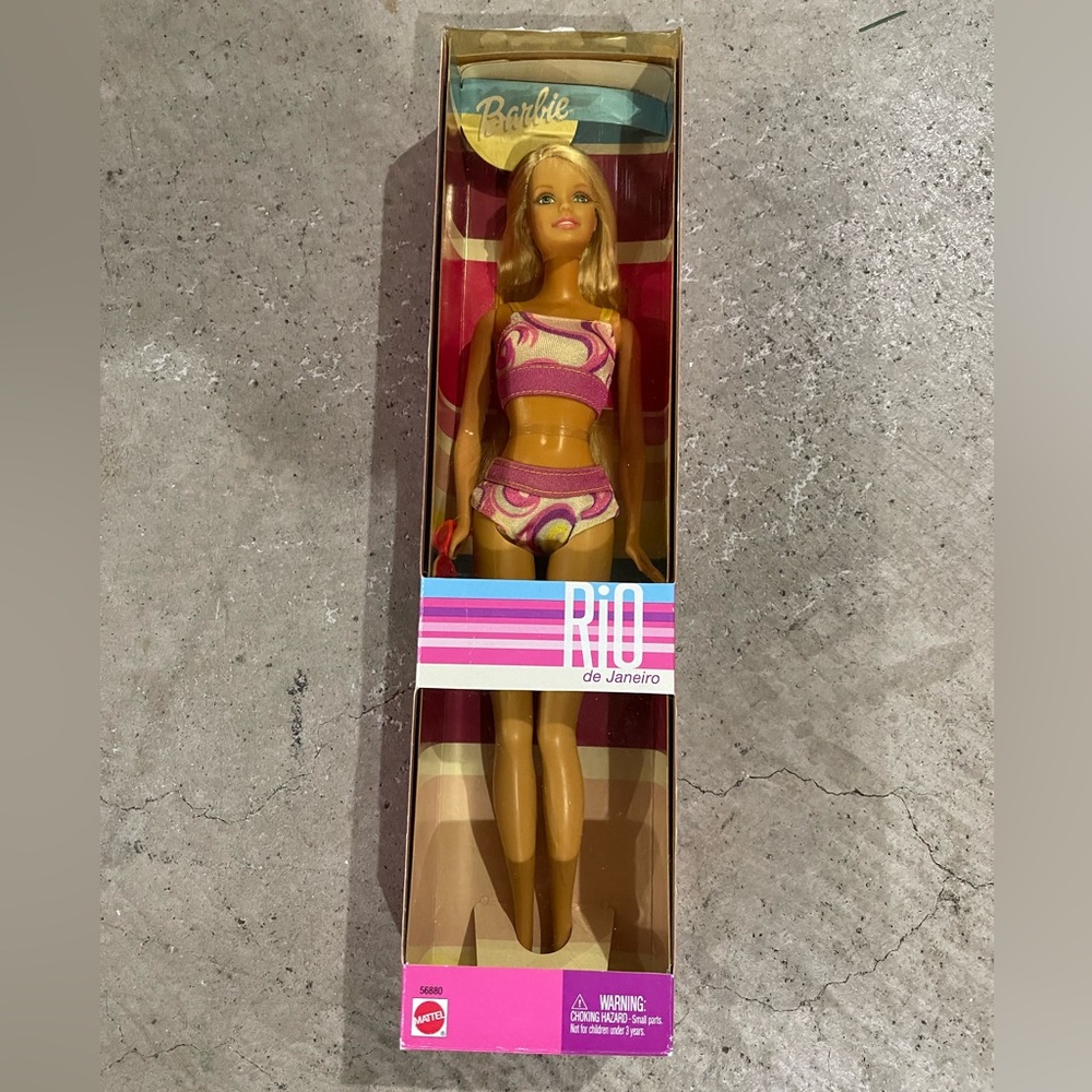 Barbie Rio De Janeiro Doll Pink Swimsuit 2002 #56880 Mattel New in Box